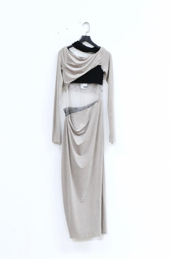Un Morceau asymmetric pinched neck detail dress AW22 UM222LS06